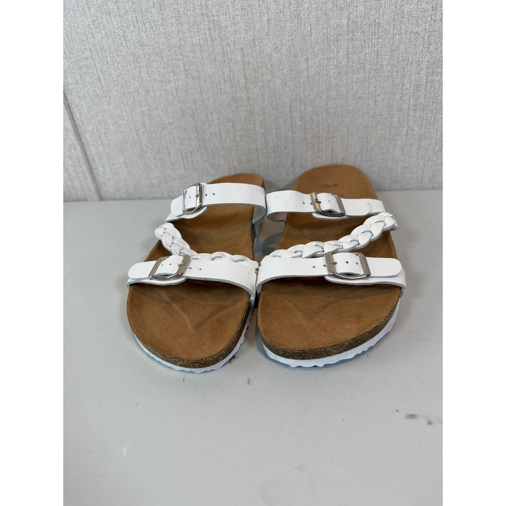 Women's Slide Soft Cork Footbed Sandals Comfortable Walking slip on Flat sz 9/10